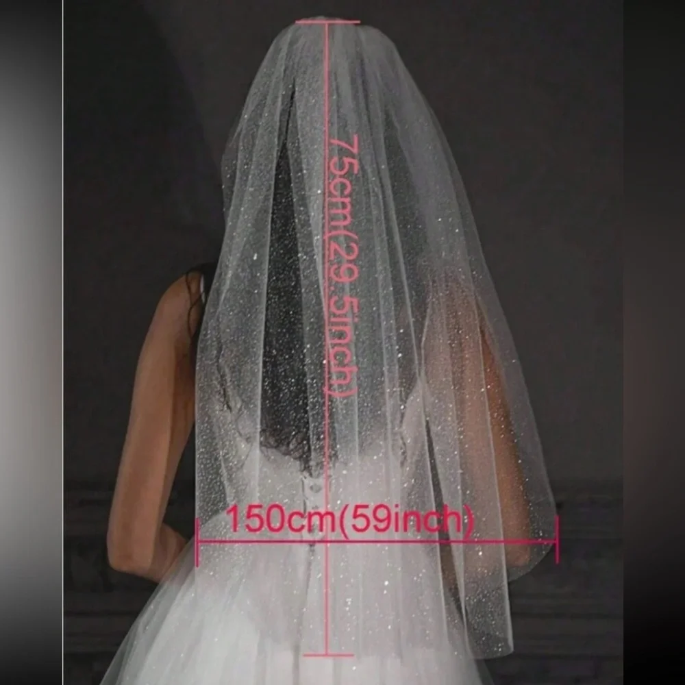 Elegant White Sparkling Veil, Sparkling White Wedding Veil